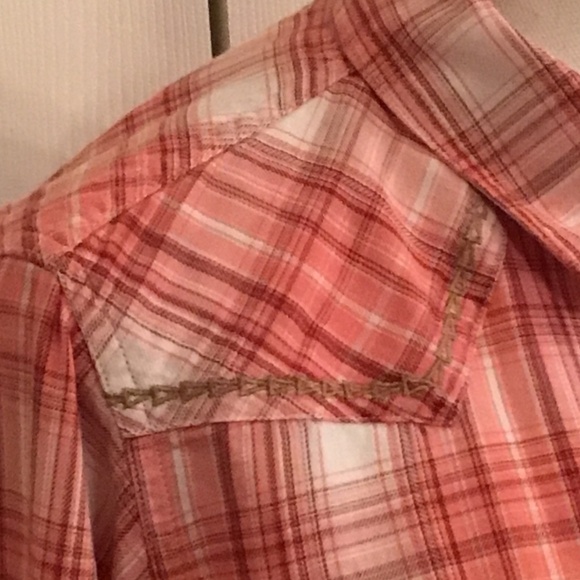 Ariat REAL Billie Jean Snap Closure Pink and White Plaid Cotton Top/Shirt - Picture 2 of 7